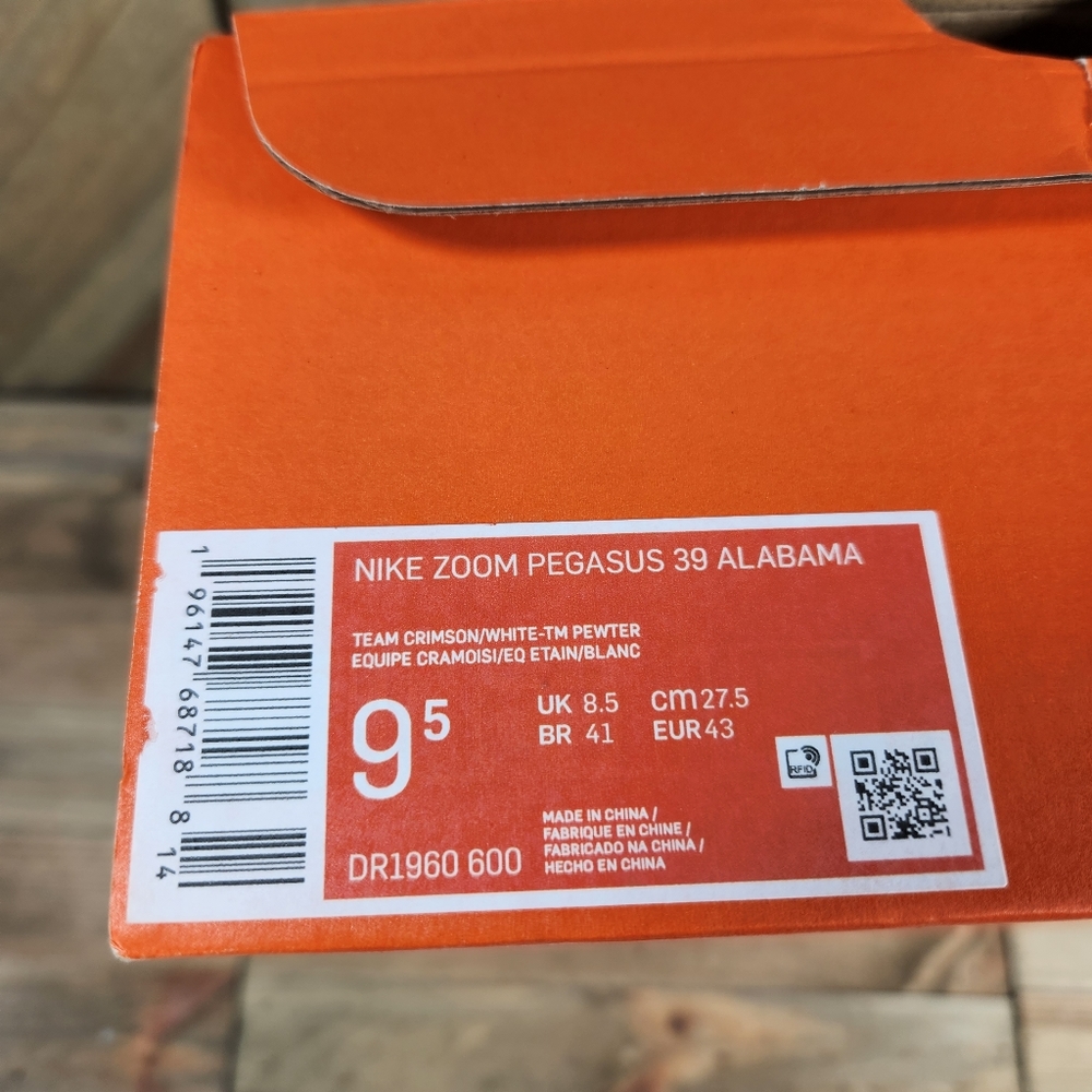 Nike Air Zoom Pegasus 39 Alabama Crimson Tide Mens Athletic Shoes Size 9.5 NWB - Picture 10 of 10